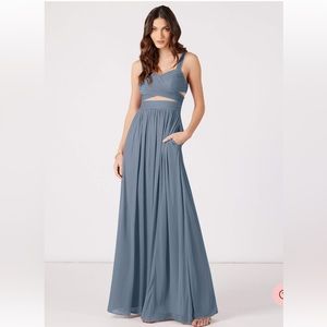Azazie NWT DISCONTINUED Jaida Dress Stormy Blue Formal Bridesmaid Prom Dress 4
